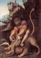 Sansón lucha con el león Renacimiento Lucas Cranach el Viejo